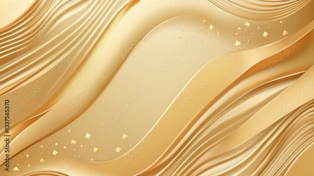 Wall mural abstract gold background with dynamic square patterns and flowing waves featuring a modern luxury de