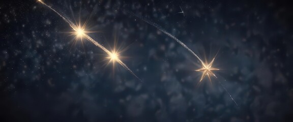 Naklejka premium Glimmering stars and a bright shooting star on a deep navy Christmas background , abstract, design