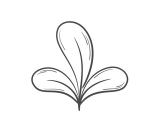Sprout with three rounded leaves line illustration. Spring, planting and nature design element. Isolated vector image