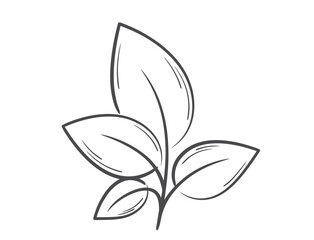 Plant with four leaves line illustration. Nature, spring and planting design element. Isolated vector image