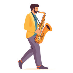 Naklejka premium Professional Musician Playing Saxophone in a Live Performance