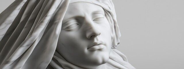Naklejka premium Marble statue with a marble veil: ancient mystery, hidden knowledge, lost craftsmanship, veiled sculpture, civilization enigma, artisan secrets, historical riddle, masterful creation, stone artistry,