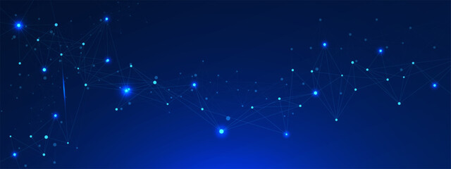 Abstract digital technology connect, big data, internet network connection and digital marketing IoT internet of things with polygonal background