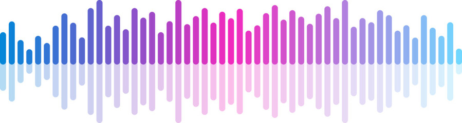 Digital EQ music equalizer and gradient sound wave design isolated on white background