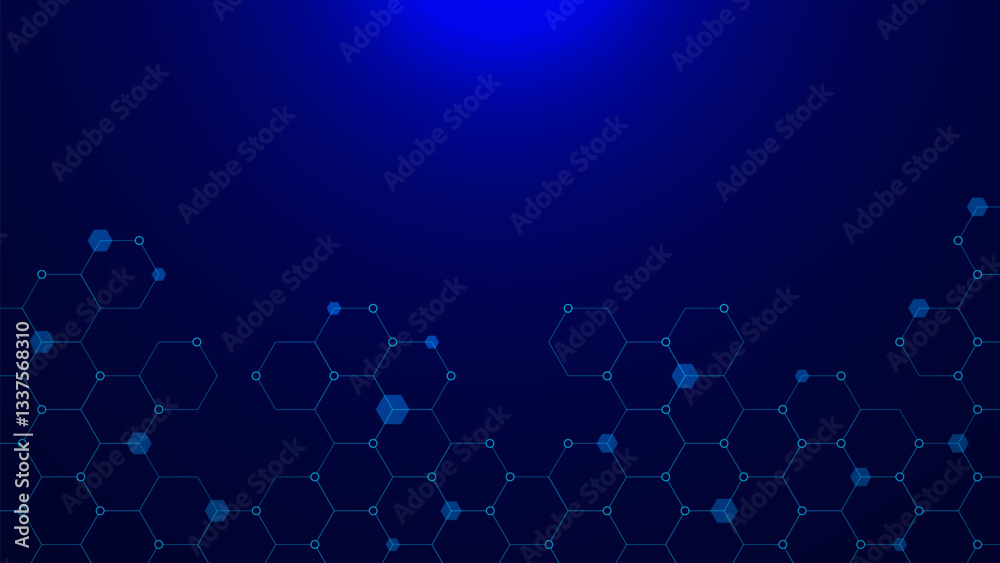 Poster abstract science and innovation technology background. simple geometric design with hexagon pattern.