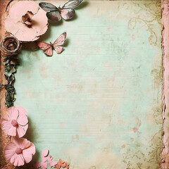 fancy stationary vintage smoky pink and apple green clear clean page with small decoration