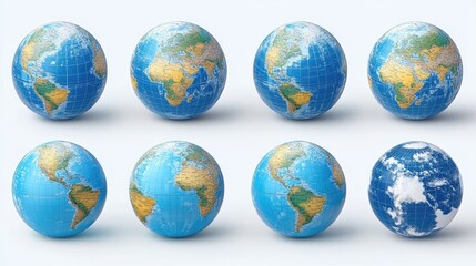 Globe variations showcasing Earth's rotation