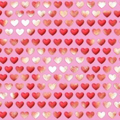 Pink & Red 3D Foiled Puffy Heart Pattern