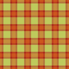 Vibrant autumnal plaid pattern.  Warm orange and yellowgreen hues create a cozy, rustic feel. Ideal for fallthemed designs, textiles, website backgrounds, or packaging.