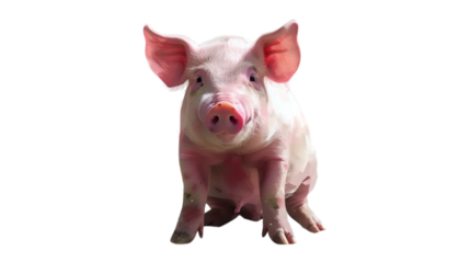 Pig with realistic details isolated on a white background farm animal style