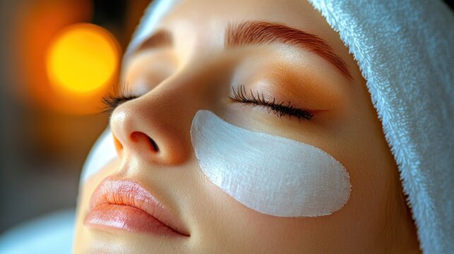 Woman relaxing with under-eye treatment