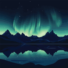 Fototapeta premium Enchanting Panorama of Northern Lights in Starry Night Sky