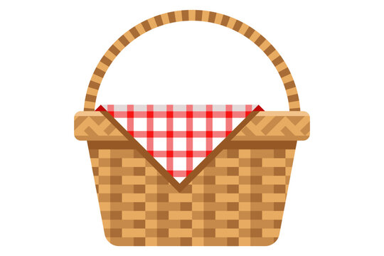wicker brown picnic basket illustration carry food