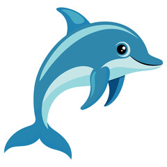 Obraz premium dolphin vector illustration, intelligent marine animal drawing