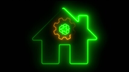 Property  icon, Property Development concept for construction, business development and Engineering.  home with gear icon inside house sign on transparent background.