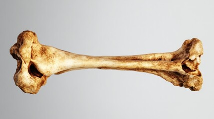 Realistic depiction of a weathered animal bone against a neutral background, highlighting its texture and structure