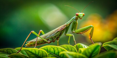 Candid Close-up of a European Praying Mantis (Ameles decolor) in Natural Habitat