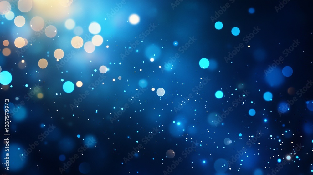 Poster abstract blue blurry dots background with soft defocused light effects and smooth gradient texture, 