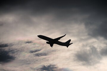 aircraft taking off in front of the sky with dark clouds, low-cost airline, airline, plane, fleet, business, emissions
