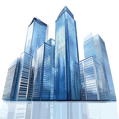 Obraz premium Reflective Modern Skyscrapers and Business Office Buildings in Urban Cityscape