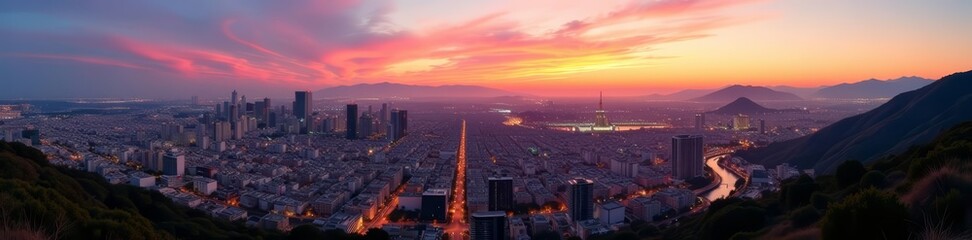 Naklejka premium A breathtaking aerial view of Alicante cityscape at sunset, cityscape, skyline, picturesque
