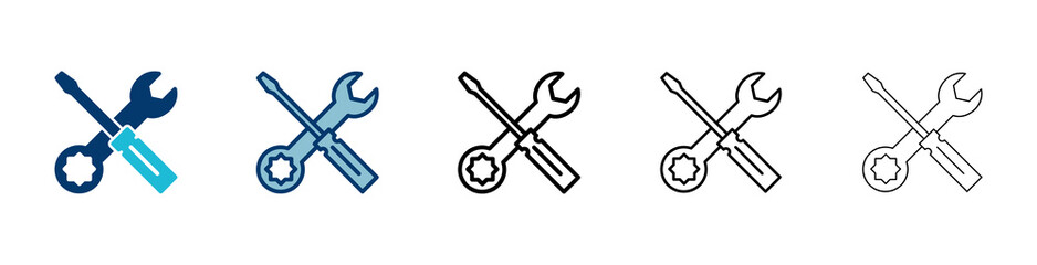 Repair icon vector isolated on white background. Wrench and screwdriver icon. settings vector icon. Maintenance. tools