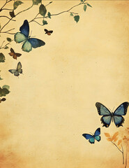 vintage paper with beautiful butterflies border 4k hd quality