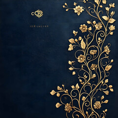 A luxurious horizontal key visual with a 43 ratio Golden vines and flowers elegantly growing diagonally from the bottom left to the top right intricate and orna