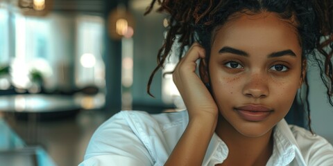 Contemplating thoughts and emotions, a young woman relaxes on a sofa, reflecting in a cozy living space. Focus on mental well-being and planning while feeling uncertainty in a modern setting