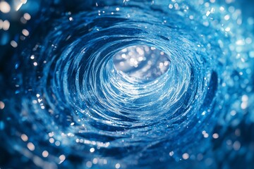 dynamic blue water vortex with glowing highlights creating a tunnel effect
