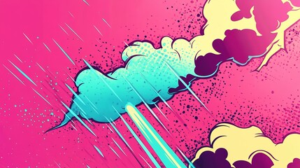 Comic abstract pop art background featuring bold thunderbolt illustration with vibrant colors, dynamic halftone patterns, and retro cartoon style for energetic and eye-catching digital designs