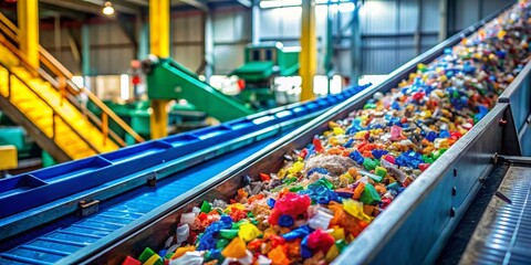 Colorful Plastic Waste Recycling Conveyor Belt - Industrial Recycling Process
