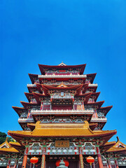Chinese temple architecture: Tsutenkaku Tower of Baolian Monastery in Xuzhou, Jiangsu