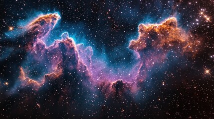 Obraz premium Vibrant nebula clouds in deep space, cosmic dust and stars.