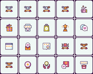 Vibrant User Experience Icon Pack: Ratings, Feedback, Rewards and Satisfaction