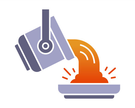 color icon steel foundry. casting steel pipes. flat illustration.