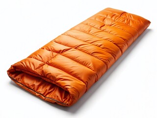 Cozy Orange Camping Sleeping Bag Isolated on White Background