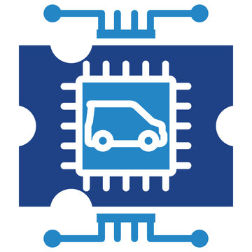 Control Unit dual tone blue color icon, related to EV, electric vehicle, transportation, electric car and technology theme. For UI, UX, digital or print, modern concept, web and app development