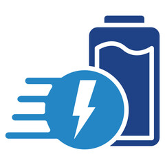 Fast Charger dual tone blue color icon, related to EV, electric vehicle, transportation, electric car and technology theme. For UI, UX, digital or print, modern concept, web and app development