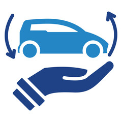 Vehicle Sharing dual tone blue color icon, related to EV, electric vehicle, transportation, electric car and technology theme. For UI, UX, digital or print, modern concept, web and app development