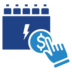 Subscription dual tone blue color icon, related to EV, electric vehicle, transportation, electric car and technology theme. For UI, UX, digital or print, modern concept, web and app development