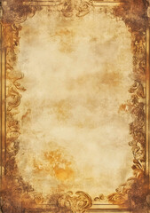 A4sized weathered parchment background with an aged beige and brown texture Slightly darker edges for a worn effect A clean minimal fantasy ornamental border in