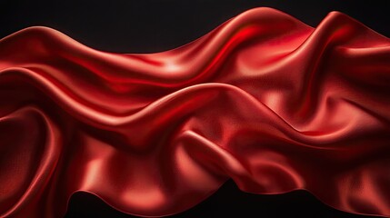 Red silk fabric drapes in flowing folds