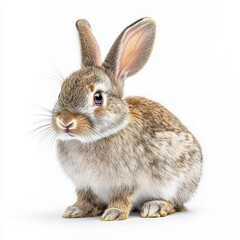 Obraz premium Charming Isolated Rabbit with Soft Fluffy Fur on White