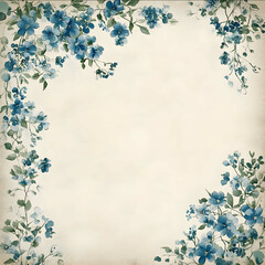 bridgerton themed vintage wall background with bridgerton blueish floral design on the corners of the wall and 80 of the middle portion should be empty