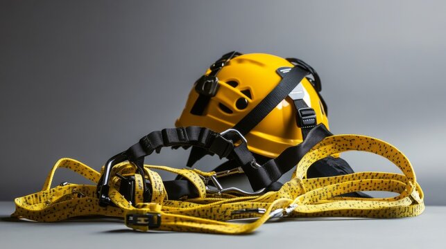 Safety harness and equipment showcased, emphasizing workplace safety and professional preparedness.
