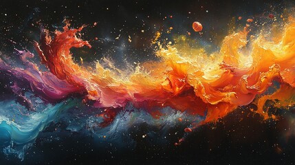 Cosmic swirl of vibrant colors and textures.