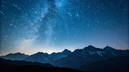 Stars over the mountains in night