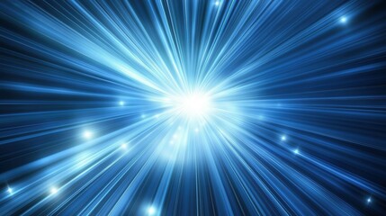 A bright white light radiates with radiating blue beams