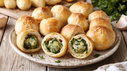 Mini savory pastries, filled with spinach and cheese
